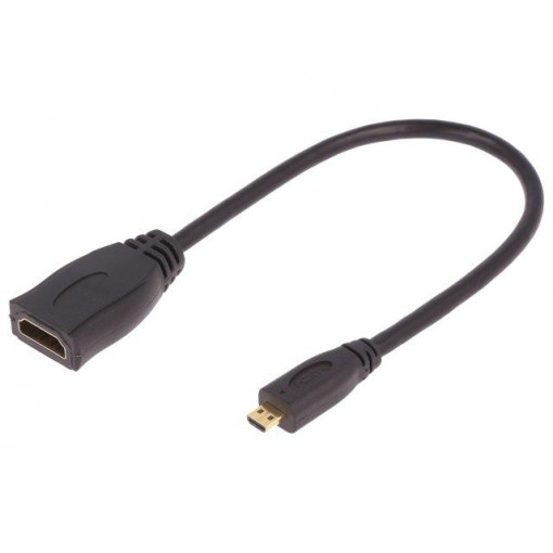 50399; Cable; HDMI 1.4; HDMI socket,HDMI micro plug; 200mm; black; QOLTEC