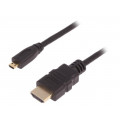 50401; Cable; HDMI 1.4; HDMI micro plug,HDMI plug; 3m; black; QOLTEC