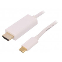 50414; Adapter; USB 3.1; HDMI plug,USB C plug; 1m; Colour: white; QOLTEC