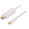 50415; Adapter; USB 3.1; HDMI plug,USB C plug; 2m; Colour: white; QOLTEC