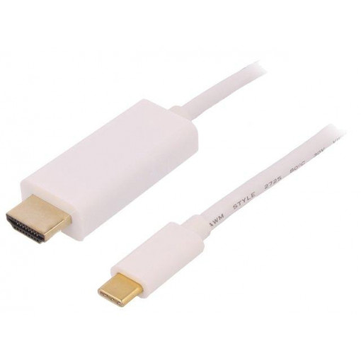 50415; Adapter; USB 3.1; HDMI plug,USB C plug; 2m; Colour: white; QOLTEC
