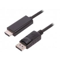 50435; Cable; DisplayPort 1.2; DisplayPort plug,HDMI plug; 1m; black; QOLTEC