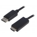 50440; Cable; DisplayPort 1.1; DisplayPort plug,HDMI plug; 1m; black; QOLTEC