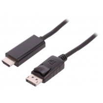 50442; Cable; DisplayPort 1.1; DisplayPort plug,HDMI plug; 3m; black; QOLTEC