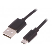 50497; Cable; USB 2.0; USB A plug,USB B micro plug; 0.25m; black; QOLTEC