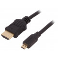 50509; Cable; HDMI 1.4; HDMI micro plug,HDMI plug; 1m; black; QOLTEC