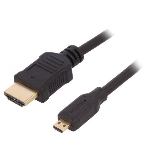 50510; Cable; HDMI 1.4; HDMI micro plug,HDMI plug; 1.5m; black; QOLTEC