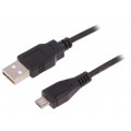 50521; Cable; USB 2.0; USB A plug,USB B micro plug; 1m; black; QOLTEC