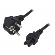 50548; Cable; CEE 7/7 (E/F) plug angled,IEC C5 female; 1.4m; black; QOLTEC