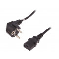 50549; Cable; CEE 7/7 (E/F) plug angled,IEC C13 female; 1.4m; black; QOLTEC