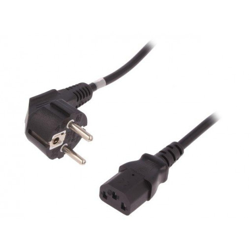 50549; Cable; CEE 7/7 (E/F) plug angled,IEC C13 female; 1.4m; black; QOLTEC
