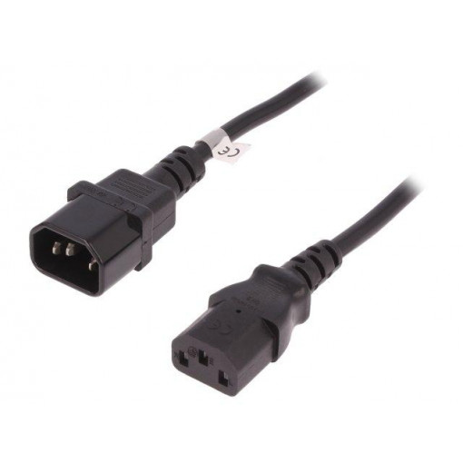 53897; Cable; IEC C13 female,IEC C14 male; 1.8m; black; 3x0,75mm2; 10A; QOLTEC