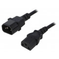 53898; Cable; IEC C13 female,IEC C14 male; 3m; black; 3x1mm2; 10A; 250V; QOLTEC