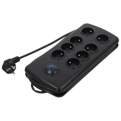 50161; Plug socket strip: protective; Sockets: 8; 230VAC; 16A; 2.5m; QOLTEC