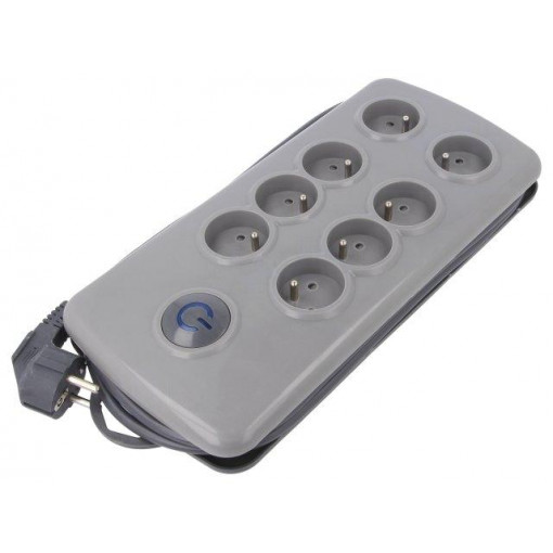 50162; Plug socket strip: protective; Sockets: 8; 230VAC; 16A; 2.5m; QOLTEC