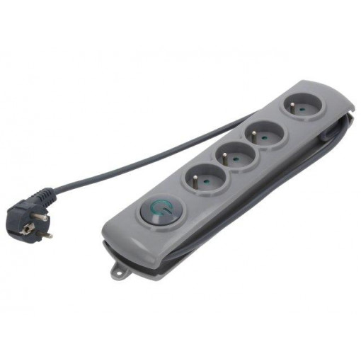 50164; Plug socket strip: protective; Sockets: 4; 230VAC; 10A; 2.5m; QOLTEC