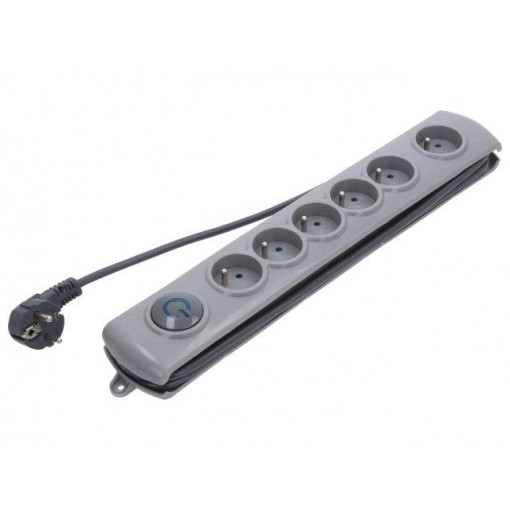 50165; Plug socket strip: protective; Sockets: 6; 230VAC; 16A; 1.8m; QOLTEC
