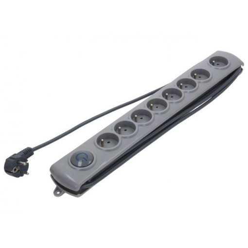 50168; Plug socket strip: protective; Sockets: 8; 230VAC; 16A; 3m; QOLTEC