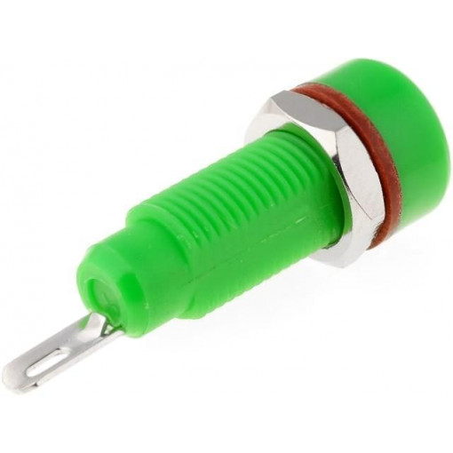 ; Socket; 4mm banana; 10A; 60VDC; green; nickel plated; insulated; SCI