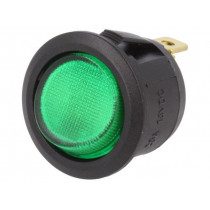 R13-112B-02-BG; ROCKER; SPST; Pos: 2; OFF-ON; 20A/14VDC; green; LED 14VDC; 50mΩ; SCI