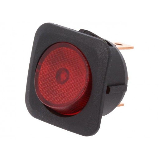 R13-203B-01-BR; ROCKER; SPST; Pos: 2; OFF-ON; 25A/12VDC; red; neon lamp; 50mΩ; SCI