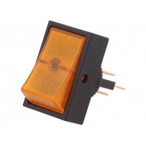 R13-207B-01-BY; ROCKER; SPST; Pos: 2; OFF-ON; 30A/12VDC; orange; neon lamp; 50mΩ; SCI