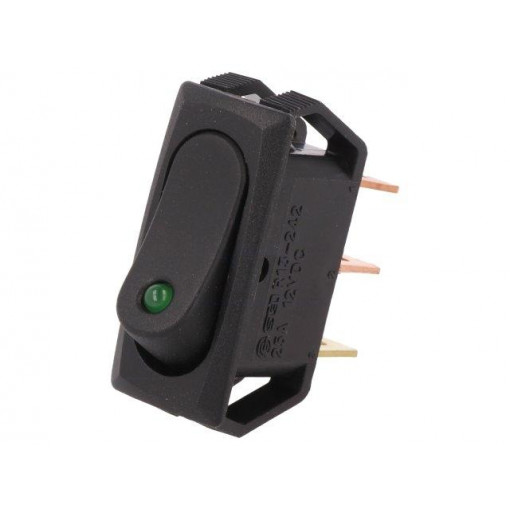 R13-242L-01-BBG; ROCKER; SPST; Pos: 2; OFF-ON; 25A/12VDC; black; LED 12VDC,point; SCI