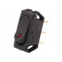 R13-242L-01-BBR; ROCKER; SPST; Pos: 2; OFF-ON; 25A/12VDC; black; LED 12VDC,point; SCI