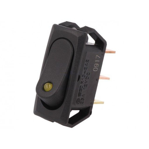 R13-242L-01-BBY; ROCKER; SPST; Pos: 2; OFF-ON; 25A/12VDC; black; LED 12VDC,point; SCI