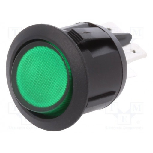 R13-244B-02-BG; ROCKER; DPST; Pos: 2; OFF-ON; 20A/12VDC; green; LED 12VDC; 50mΩ; SCI