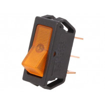R13-249B-01-BY; ROCKER; SPST; Pos: 2; OFF-ON; 20A/12VDC; orange; neon lamp; 50mΩ; SCI