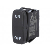 R13-258I-01-BB-9; ROCKER; SP3T; Pos: 3; (ON)-OFF-(ON); 10A/250VAC; black; none; 50mΩ; SCI
