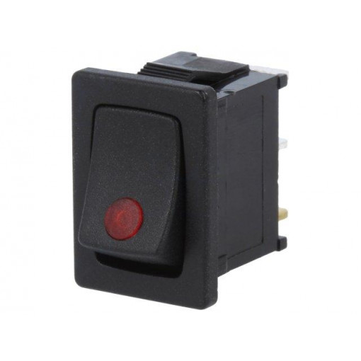 R13-66B2-02-BBR; ROCKER; SPST; Pos: 2; OFF-ON; 16A/12VDC; black; LED 12VDC,point; SCI