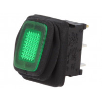 R13-66B8-02-BBG; ROCKER; SPST; Pos: 2; OFF-ON; 16A/250VAC; green; IP65; 50mΩ; UL94V-2; SCI