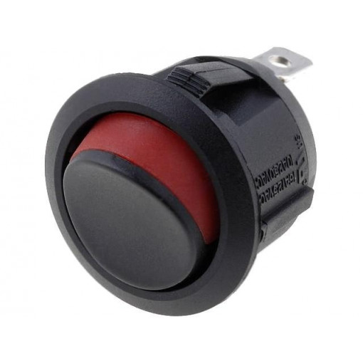 R13-112A2-02-BBR; ROCKER; SPST; Pos: 2; OFF-ON; 10A/250VAC; black-red; none; 50mΩ; SCI