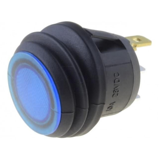R13-112B8F-02-BUNN-0A-L2; ROCKER; SPST; Pos: 2; OFF-(ON); 10A/28VDC; blue; IP65; LED 28VDC; SCI