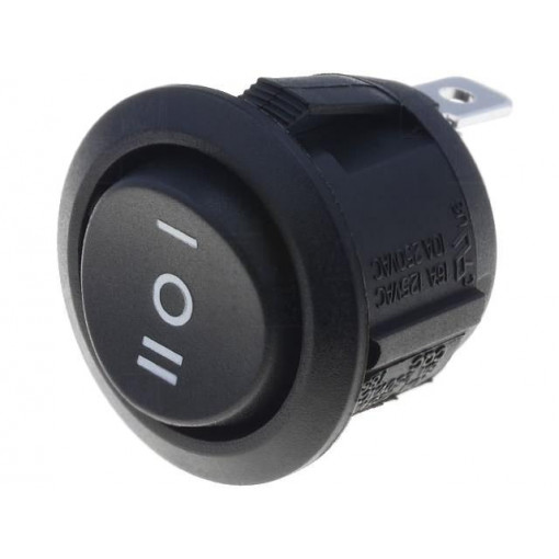 R13-112I-BB-7D; ROCKER; SP3T; Pos: 3; (ON)-OFF-(ON); 10A/250VAC; black; none; 50mΩ; SCI
