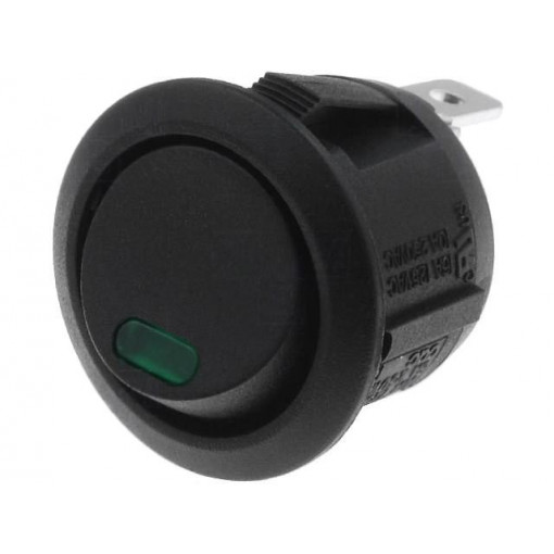 R13-112LF-02-BBG0-OD-L-3; ROCKER; SPST; Pos: 2; OFF-(ON); 20A/12VDC; black; LED 12VDC,point; SCI