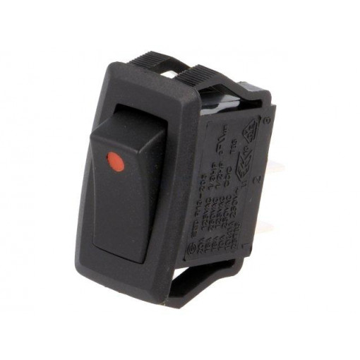 R13-205A2-01; ROCKER; SPST; Pos: 2; OFF-ON; 16A/250VAC; black-red; none; -20÷85°C; SCI