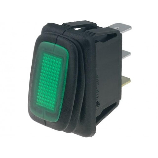 R13-238B8-01-G-L1; ROCKER; SPST; Pos: 2; OFF-ON; 16A/12VDC; green; IP65; LED 12VDC; 50mΩ; SCI