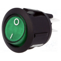 R13-244B-02-BG-2D; ROCKER; DPST; Pos: 2; OFF-ON; 10A/250VAC; green; neon lamp 230V; SCI