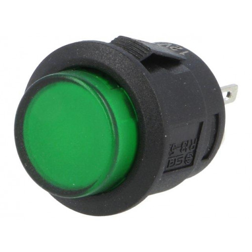 R13-523BL-05-BGL1; Switch: push-button; Pos: 2; SPST-NO; 1.5A/250VAC; OFF-ON; green; SCI