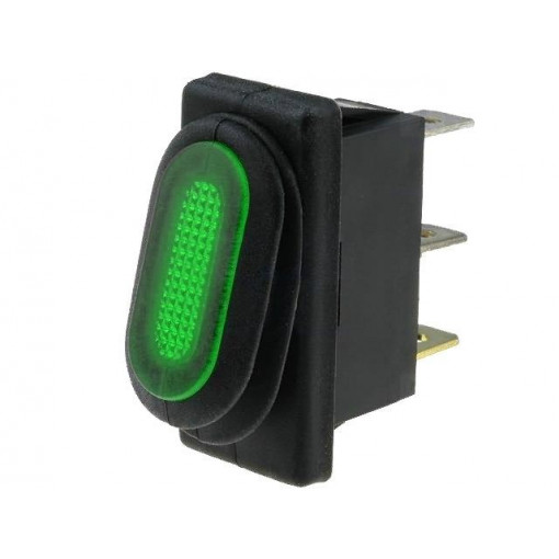 R13-70B8-01-G; ROCKER; SPST; Pos: 2; OFF-ON; 10A/250VAC; green; IP65; neon lamp; SCI