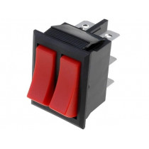 R13-90P-CC-01-BRR; ROCKER; SPDT x2; Pos: 2; ON-ON + ON-ON; 10A/250VAC; red; none; 50mΩ; SCI
