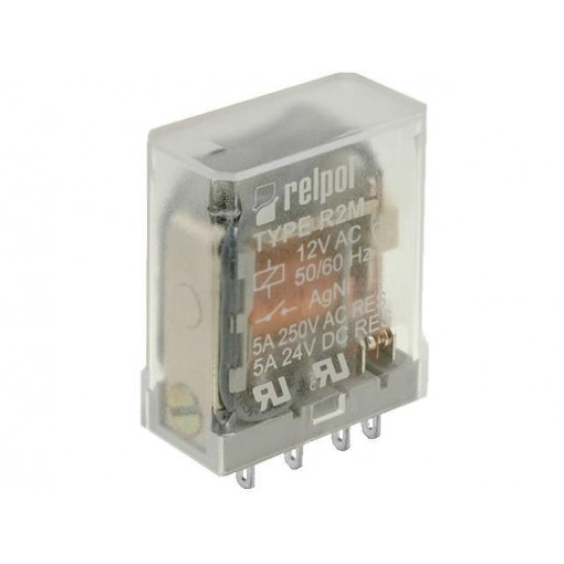 R2M-2012-23-5012; Relay: electromagnetic; DPDT; Ucoil: 12VAC; 5A/250VAC; 5A/24VDC; RELPOL