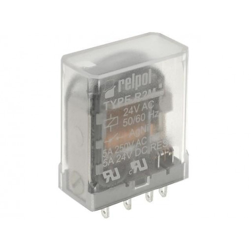 R2M-2012-23-5024; Relay: electromagnetic; DPDT; Ucoil: 24VAC; 5A/250VAC; 5A/24VDC; RELPOL R2M-2012-23-5024; Relay: electromagnetic; DPDT; Ucoil: 24VAC; 5A/250VAC; 5A/24VDC; RELPOL