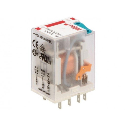 R2N-2012-23-1220-WT; Relay: electromagnetic; DPDT; Ucoil: 220VDC; 12A/250VAC; 12A/24VDC; RELPOL
