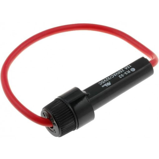 R3-32A2A; Fuse holder; cylindrical fuses; 5x20mm; Mounting: on cable; 14AWG; SCI