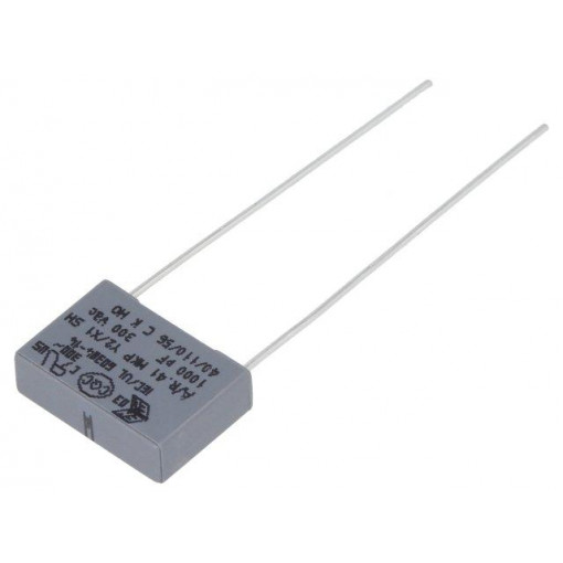 R413F11004000M; Capacitor: polypropylene; Y2; 1nF; 10mm; ±20%; 13x4x9mm; -40÷110°C; KEMET
