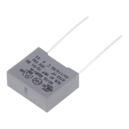 R413F1470DQM1M; Capacitor: polypropylene; Y2; 4.7nF; 10mm; ±20%; 13x5x11mm; 300VAC; KEMET